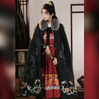 Оригинальный высококачественный Hanfu плащ плащ шерстяной шерстяный пальто старинный стиль для мужчин и женщин платок плюс большой шерстяной воротник зимой