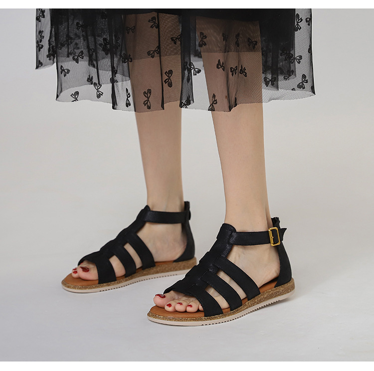 Women's Summer Flat Open-toe Sandals With Buckle And Straps_voghion.com
