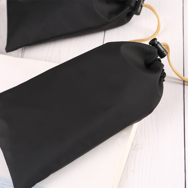 PU leather waterproof drawstring bag for Bluetooth earphones, power bank, digital storage, mobile phone dustproof bag, drawstring pouch with printed text