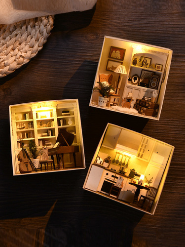 Zhiquwu diy cabin handmade mini miniature scene book house assembly model gift girl toy