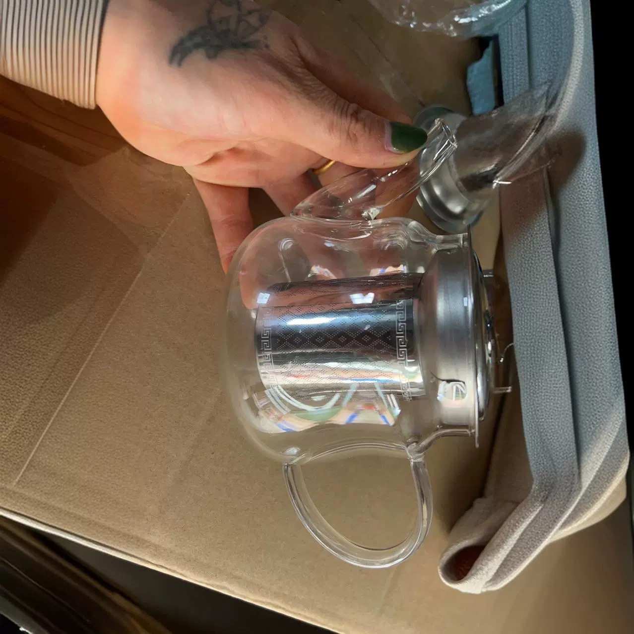 Glass teapot for home use, transparent tea set, increased thickness