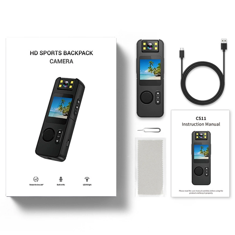 Камера CS11 HD с ручной клипсой на спину, для активного отдыха, видеорегистратор 1080p с экраном