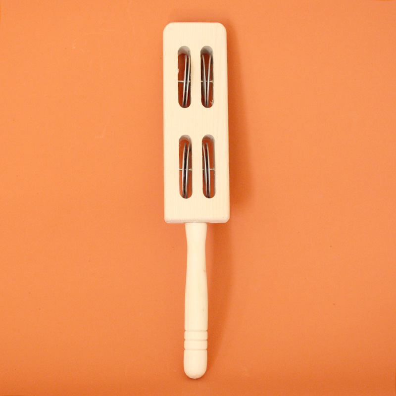 Traqueteo de madera original instrumento musical para niños cuatro-Horquilla de placa de campana juguete de madera para niños instrumento musical juguete de madera para niños. 05