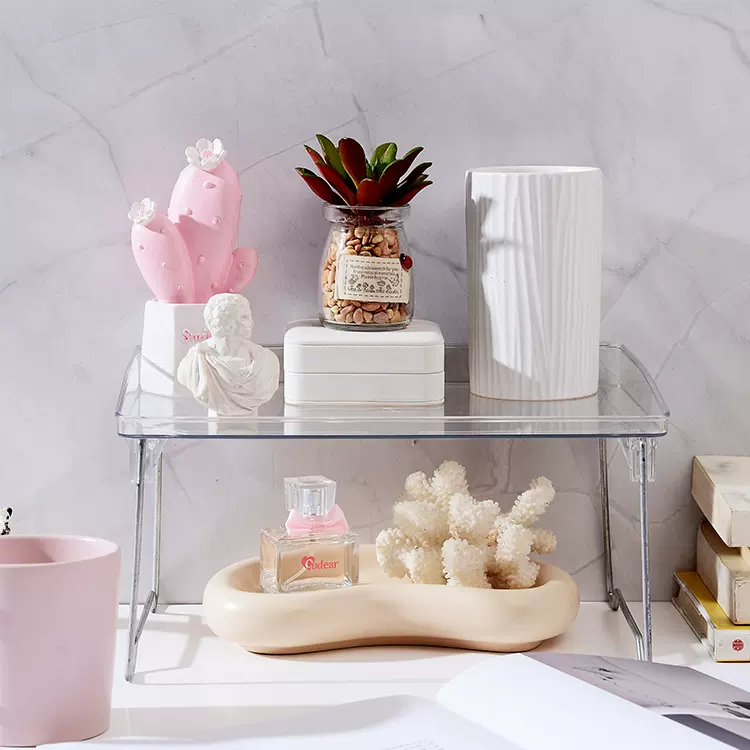 桌面置物收纳架多功能化妆品收纳架子可叠加多层杂物整理厨房收纳