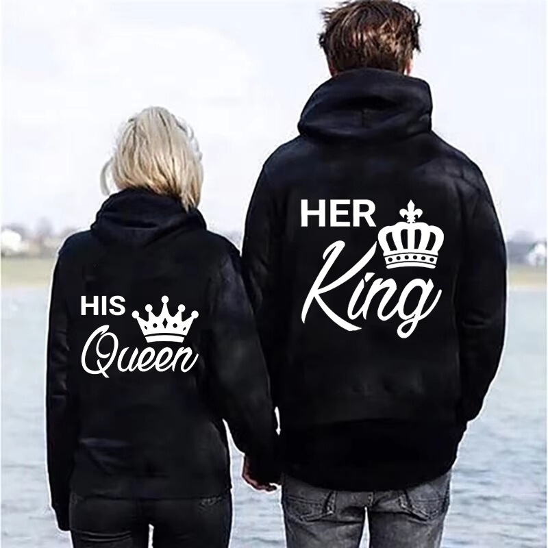 New Valentine's Day His Queen and Her King Printed Sweatshirt for Men and Women, Couple Sweatshirt, Casual Sweatshirt New Valentine's Day His Queen and Her King Printed Sweatshirt for Men and Women, Couple Sweatshirt, Casual Sweatshirt