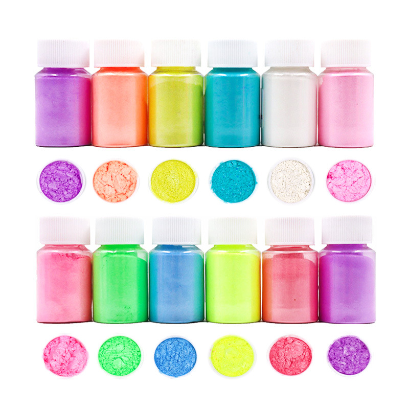 蝶之舞DIY大瓶装12色美甲人鱼姬云母珠光粉史莱姆荧光粉滴胶颜料