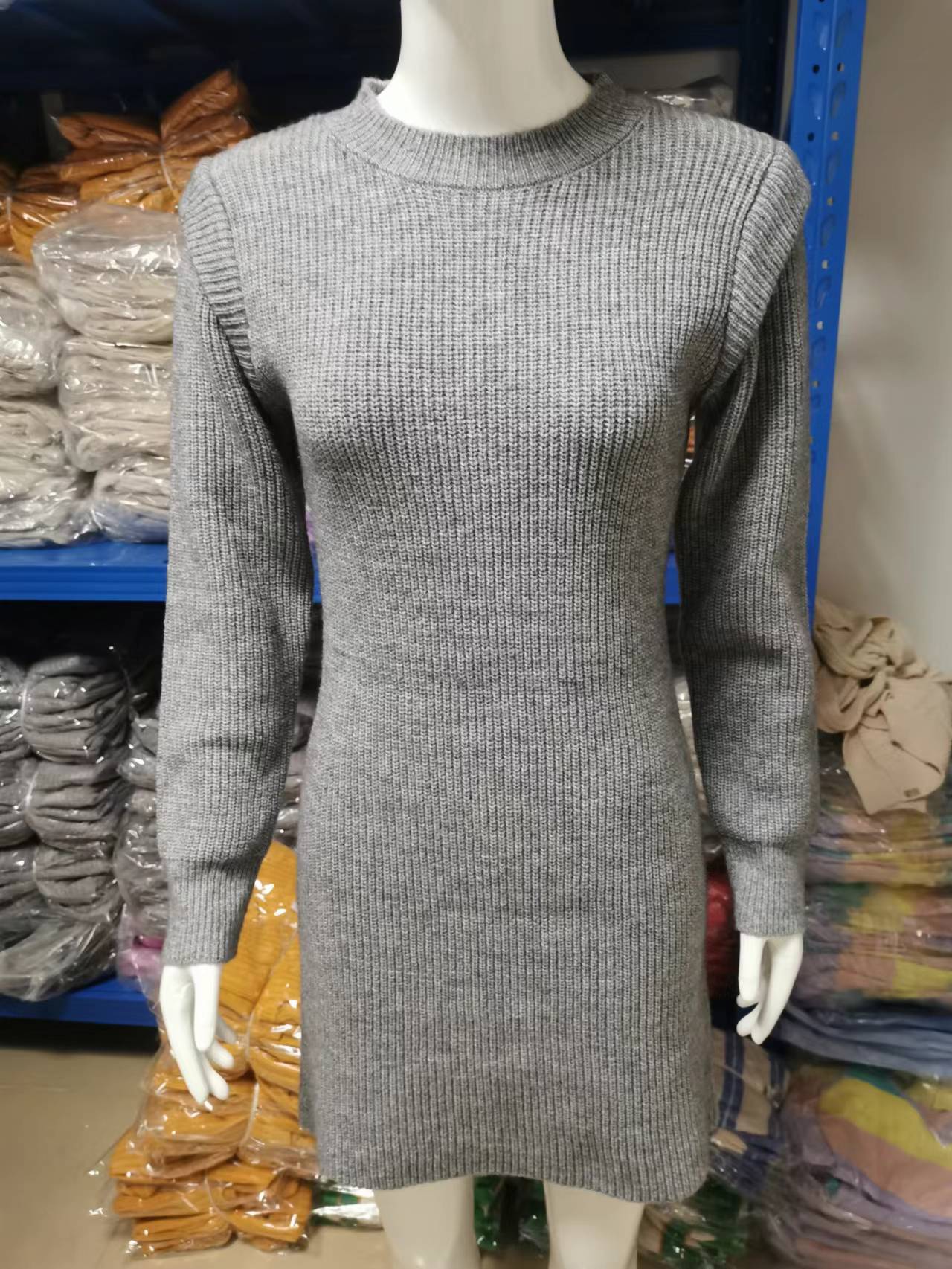 Frau Pullover Kleid Sexy Rundhals Lange Ärmel Streifen Einfarbig Über Dem Knie Straße display picture 8