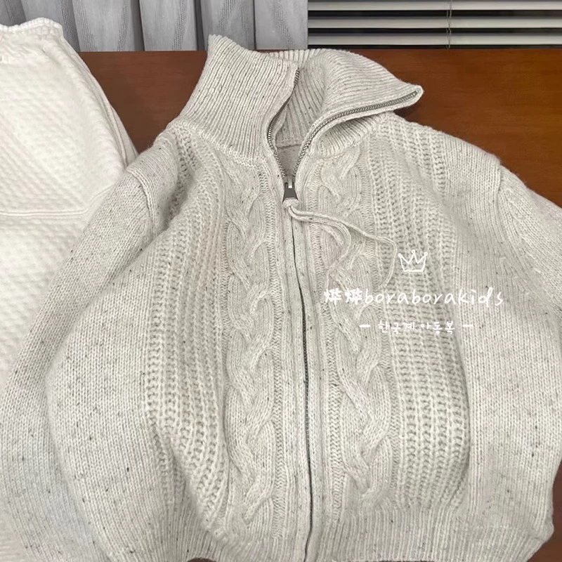 Летняя одежда, демисезонный свитер, детская связаная down jacket, кардиган на молнии, детская одежда, для подростков