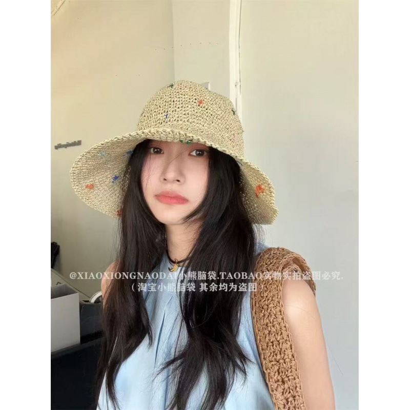 高品质~拉菲镂空平顶帽子女新款夏季礼帽|undefined
