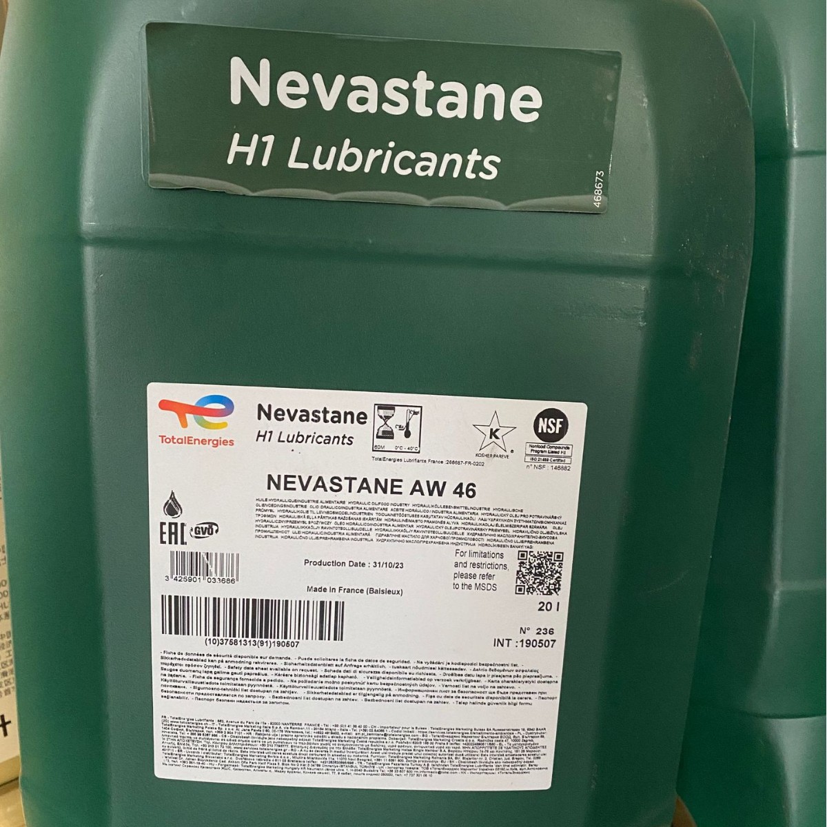 道达尔授权代理商 尼斯妲NEVASTANE AW 46食品级抗磨液压油