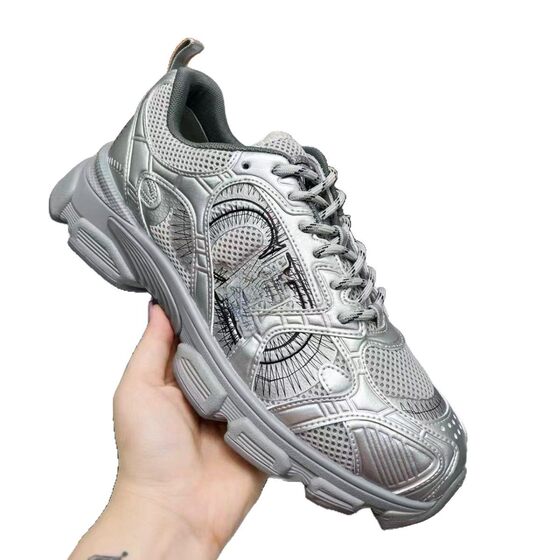 D home 2025 new lovers graffiti mesh sneaker leather thick-soled fashion Joker casual shoes dad shoes