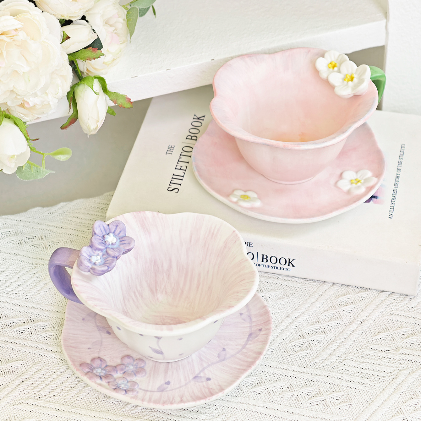 Hand Painted Ceramic Coffee Cup And Saucer Set For Tea Time_voghion.com