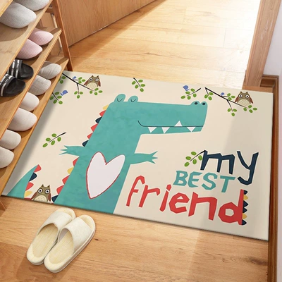 Avtomobil döşəmə paspasları — Bathroom, Household Absorbent Carpet - crystal-velvet-cartoon-entrance-door-mat-love-small-crocodile-4060cm