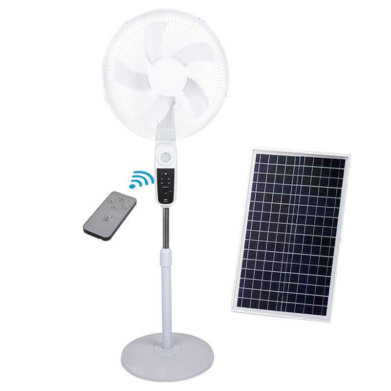 Ventilador de piso de 16 pulgadas de comercio exterior, ventilador solar, sacudir la cabeza, función de control remoto, picnic, camping, luz nocturna, ventilador de piso