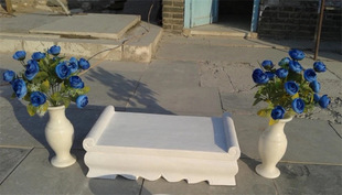 Stone Offering Table, Cemetery Stone Carving, White Marble Offering Platform, Carved Tombstone Incense Burner, Cemetery Carving, Sacrificial Supplies, Backrest Stone