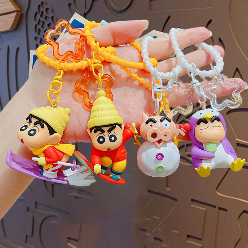 本物のクレヨンしんちゃん氷と雪のカーニバルキーホルダー漫画かわいいスクールバッグペンダントキーチェーン小さなギフト卸売|undefined