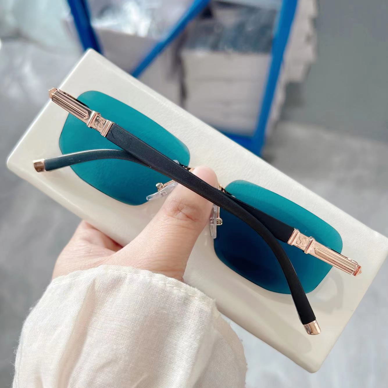 Gfas de cristal azul de alta calidad para hombres, gafas de cristal de piedra de alta definición, gafas de conducción, gafas de sol