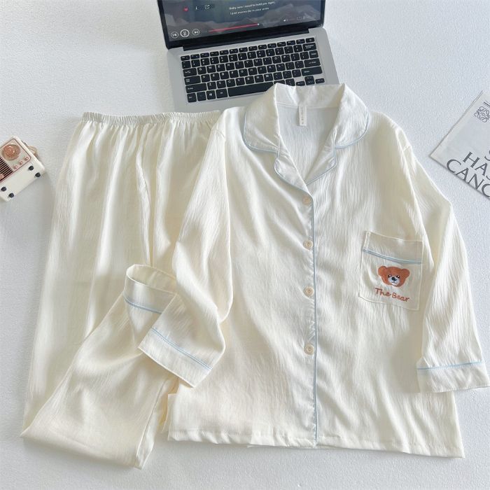 Pijamas al por mayor transfronterizas, estudiantes de otoño, pantalones de manga larga de estilo dulce, algodón de nube, reducción de edad, traje de servicio a domicilio de estilo rojo de red