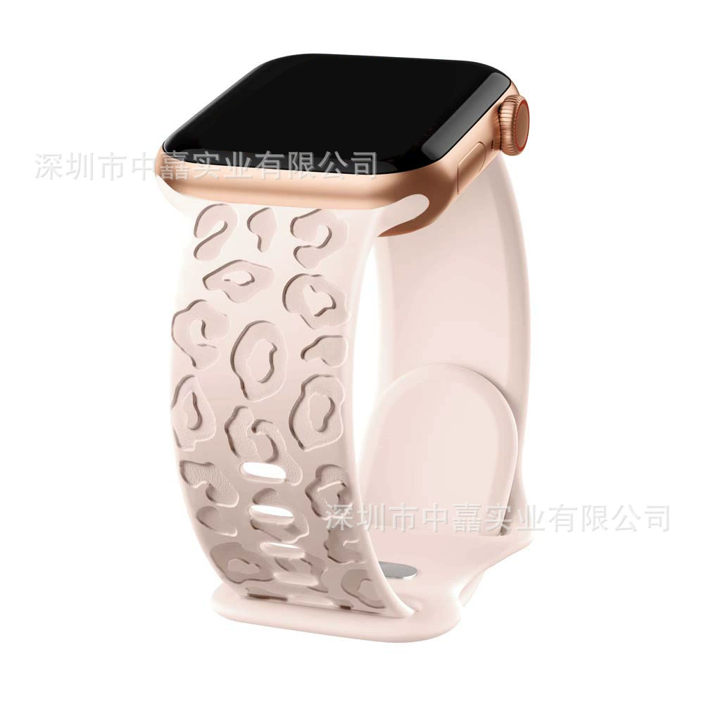 Silicone Watch Strap Apple compatible, 38–49 mm, soft leopard-texture band