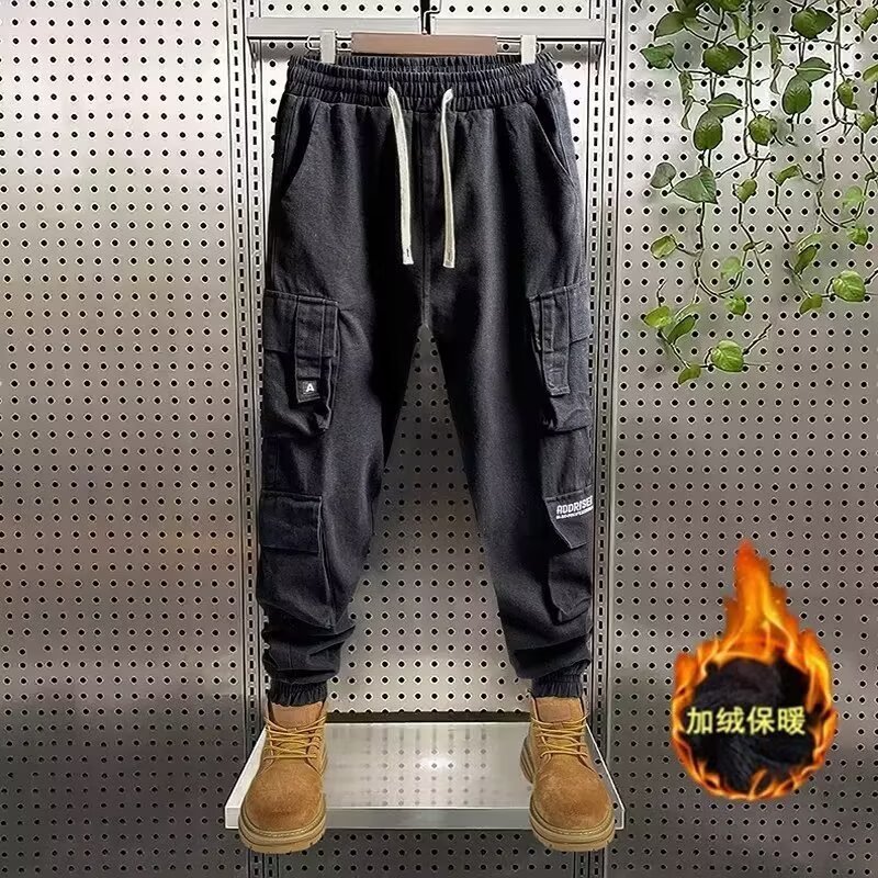 Otoño y invierno de protección laboral pantalones de trabajo para hombres resistentes al desgaste de bolsillos de trabajo anti-trabajo de trabajo para hombres pantalones gruesos de terciopelo