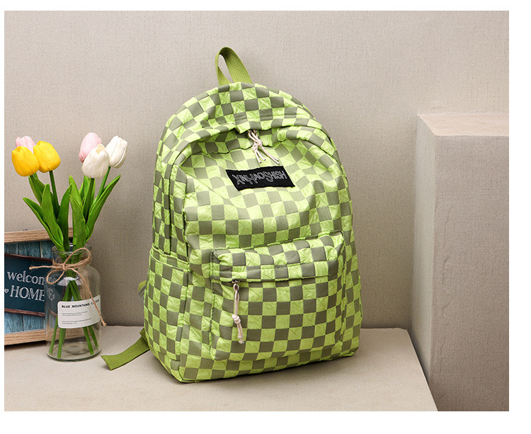 Korean ins artistic trend checkerboard checkered backpack, Japanese Harajuku style fresh and clean high school and junior high school student bag undefined
