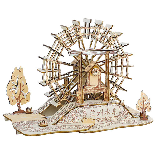 Wooden 3D three-dimensional puzzle assembled building model teenager diy style cabin educational toy small western-style house