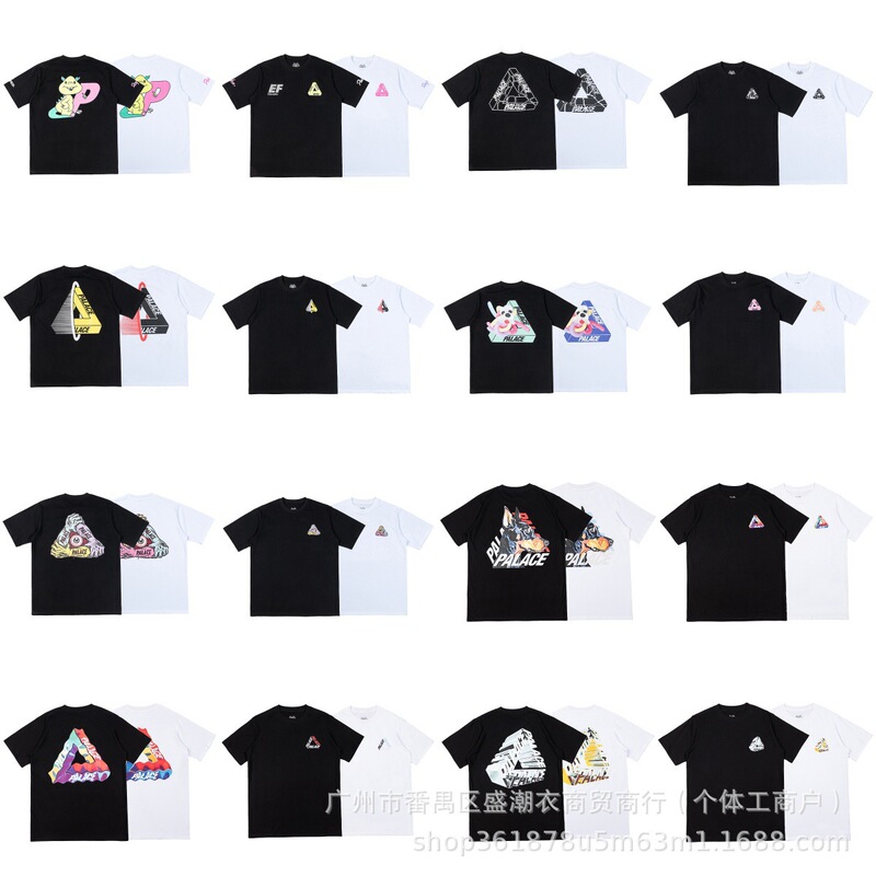 European and American Trendy Brand Pa Triangular Double Yarn Printed High-Quality Casual Short-Sleeved T-Shirt for Men and Women European and American Trendy Brand Pa Triangular Double Yarn Printed High-Quality Casual Short-Sleeved T-Shirt for Men and Women