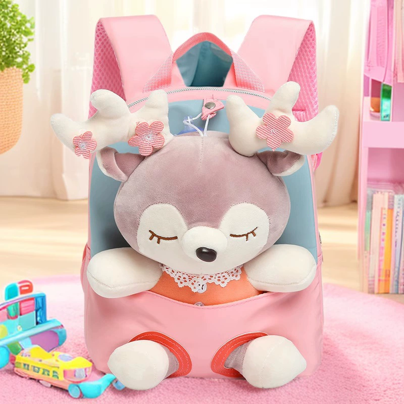 Плюшевый рюкзак Cute Cartoon Deер, лёгкий школьный рюкзак для девочек