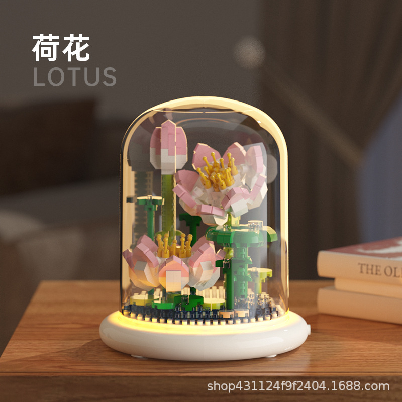 Compatible con Lego inmortal ramo de flores, juguetes de ensamblaje de plantas, adornos de claveles de girasol, regalos de año nuevo para niñas al por mayor