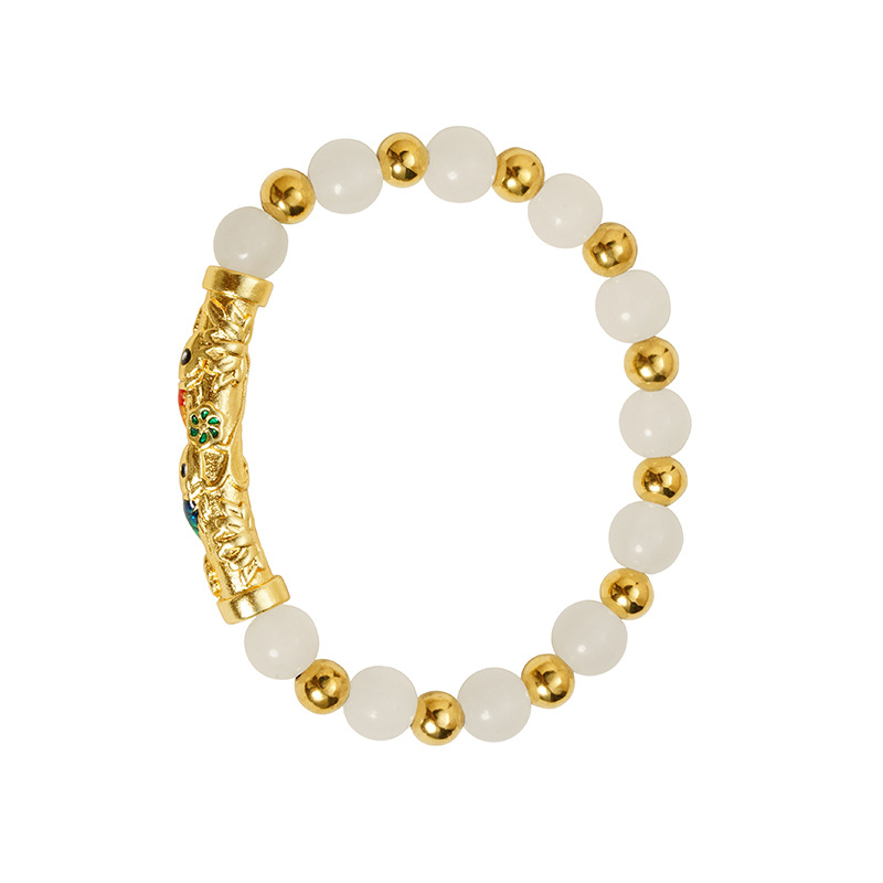 Fabricante al por mayor fuente de perlas dobladas damas brazalete de cobre multi-material goteo de aceite Yiwu joyería suministro