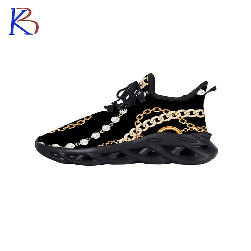 Customized Personalized Gifts for Men and Women, Unique Chain Pattern Printed Blade Mesh Shoes, Running Cross-Border Casual Sports Shoes