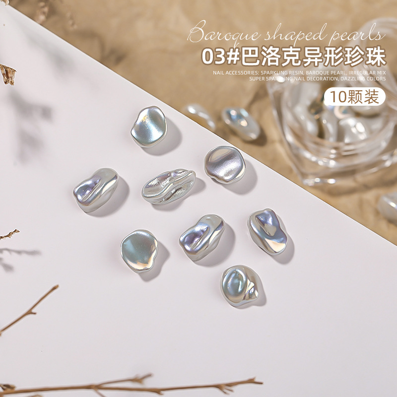 Popular nail art Barroco especial-en forma de perla imitación Shell resina no agujero resalte conjunto mixto accesorios de perforación de uñas al por mayor