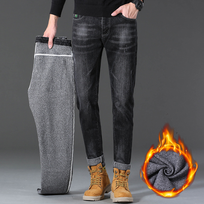 Jeans Men's Autumn and Winter Slim Fit S...