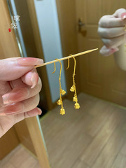 金店同款古法沙金花韻鈴蘭花耳釘耳墜耳飾禮物女款送女友