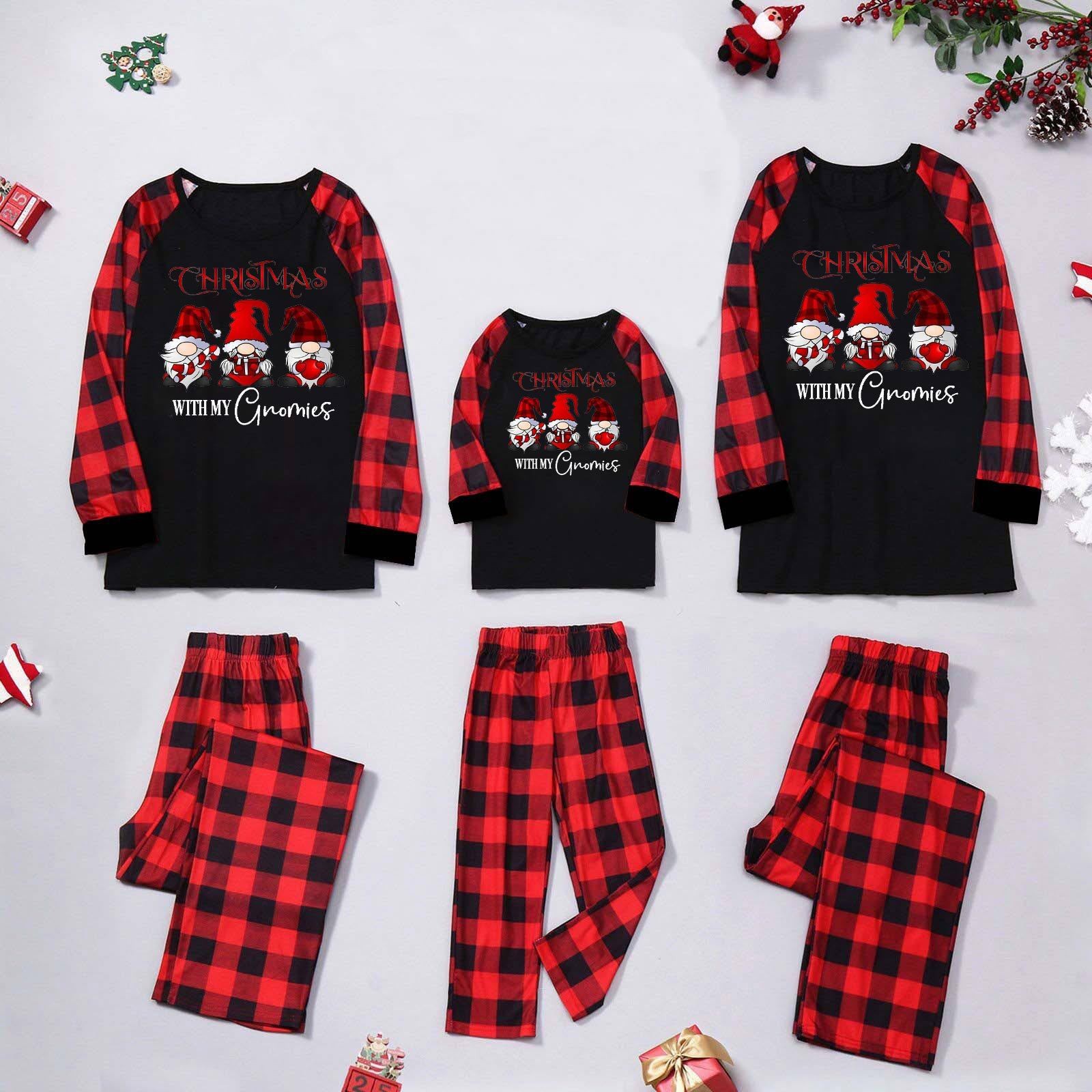 Comercio exterior personalizado nuevo traje de Navidad para padres e hijos estampado a cuadros europeo y americano cuello redondo manga larga ropa familiar navideña servicio a domicilio