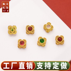 強保色アクセサリーdiyアクセサリー砂金アクセサリー四葉草隔珠古法金ブレスレット手串編みビーズ