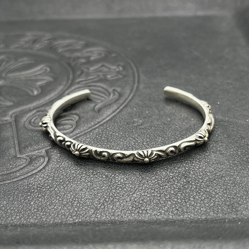 Classic Cross Teng Hua Open Bracelet Men's and Women's Bracelet Thai Silver Vintage Antique Iris Adjustable
