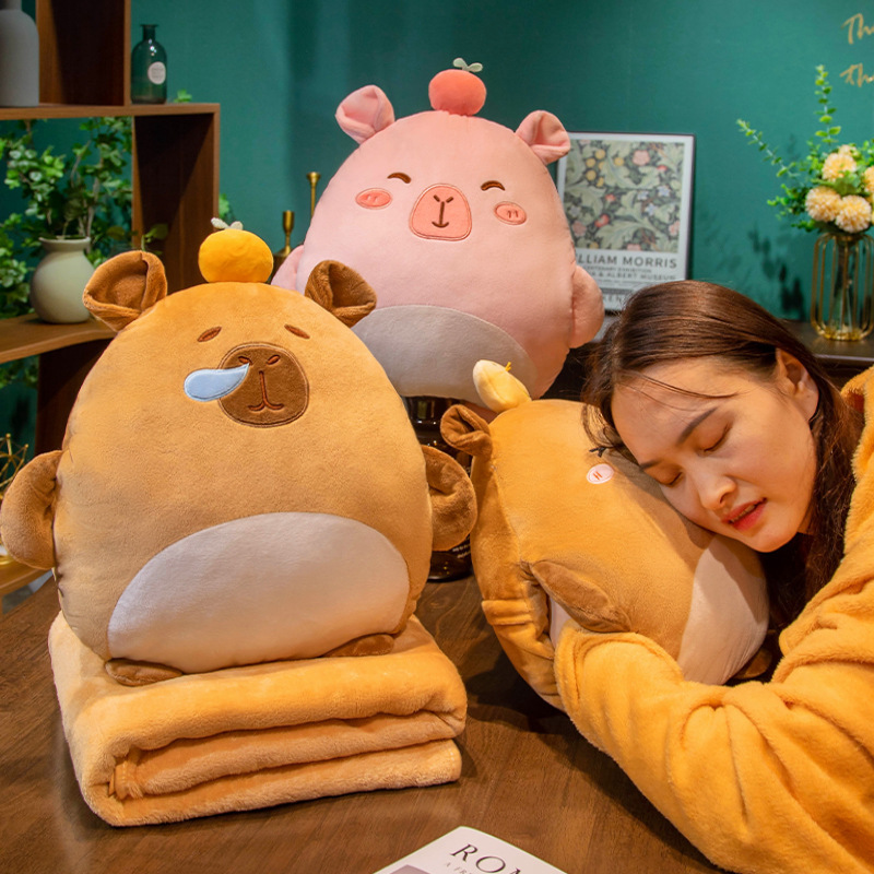 Capibala almohada delfín de agua en línea 3 en una mesa de siesta almohada caliente mano cubierta de aire acondicionado manta de oficina al por mayor