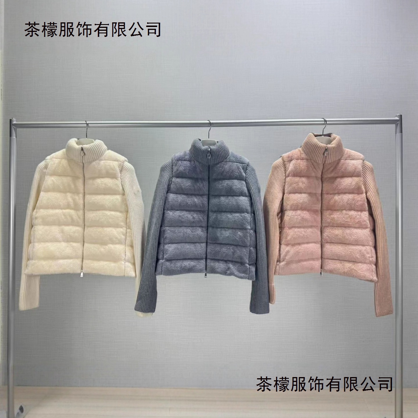 High Version m Brand 25 Years Autumn and Winter New Cashmere Thin Knit Spliced down Jacket Versatile Women's down Coat