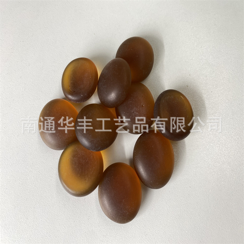 Cuentas planas de vidrio transparente esmerilado ámbar/café, 18-20mm, accesorios para chimenea y estufa de gas
