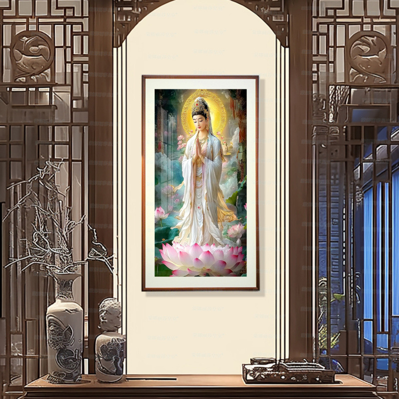 Tela de Algodón Importada, Punto de Cruz de la Mona Lisa, Tela Blanca, Guanyin, Segundo Estilo Nuevo, Imagen de Buda, Punto de Cruz para Sala de Estar