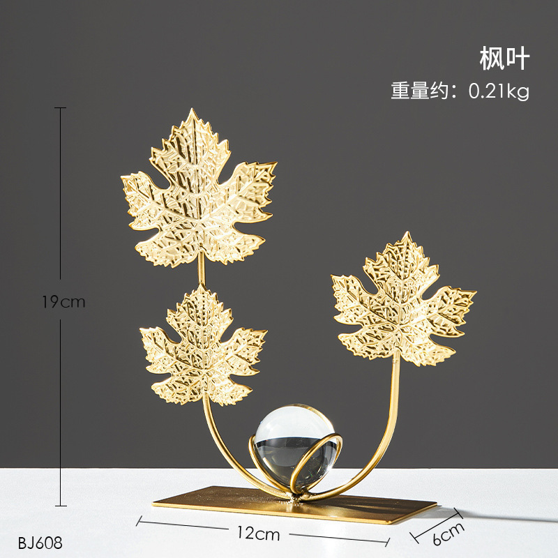 Ginkgo biloba ornamentos de hierro fundido nórdico creativo en el hogar sala de estar decoración de armario de vino de entrada artesanía de metal de lujo ligero image 40