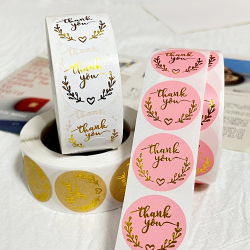 Cross-border olive roll kraft paper hot stamping sticker thank you for baking self-adhesive label envelope decorative sealing sticker
