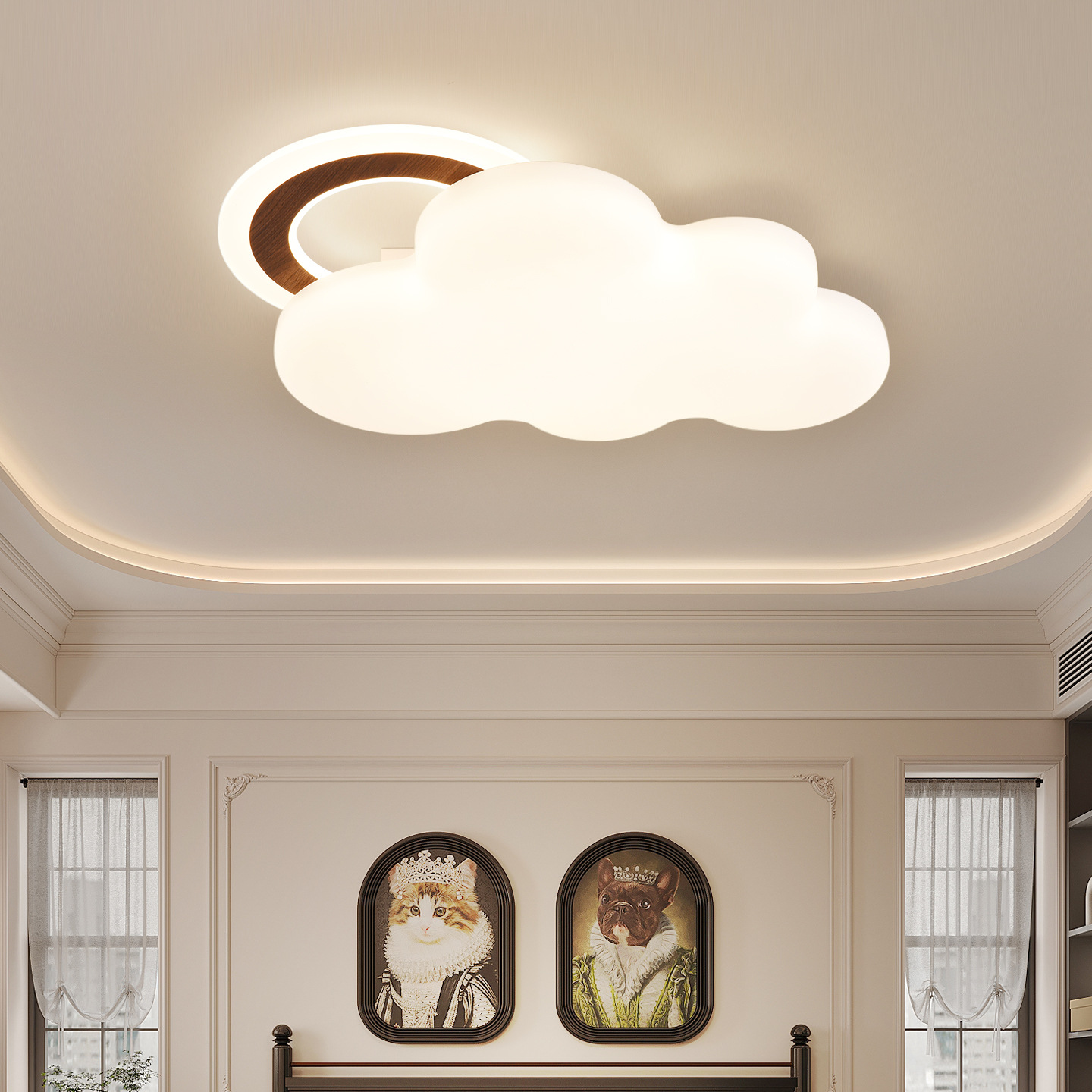 Luces de techo para la habitación de niños de Gujia, lámparas de dormitorio de protección de ojos de espectro completo, lámparas de habitación de dibujos animados cálidas y románticas 357L