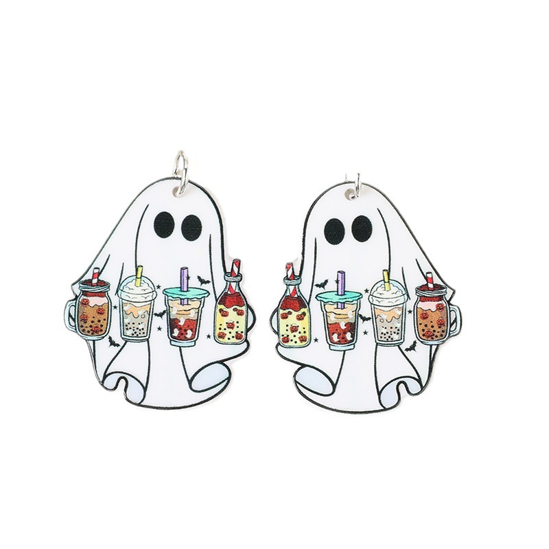 クロスボーダー熱売両面アクリルハロウィーン幽霊diy耳飾りネックレスキーホルダー材料|undefined