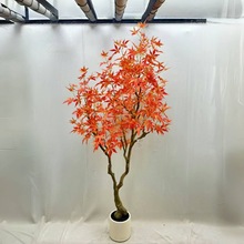 仿真红枫树假树大型室内盆栽家居客厅装饰跨境仿真植物秋季枫树盆