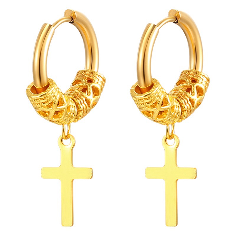 Pendientes Totem con Patrón de Dragón Europeo y Americano para Hombre y Mujer, Pendientes de Acero Inoxidable, Colgantes, Cuentas Redondas, Estilo Geométrico Chino, Venta al por Mayor