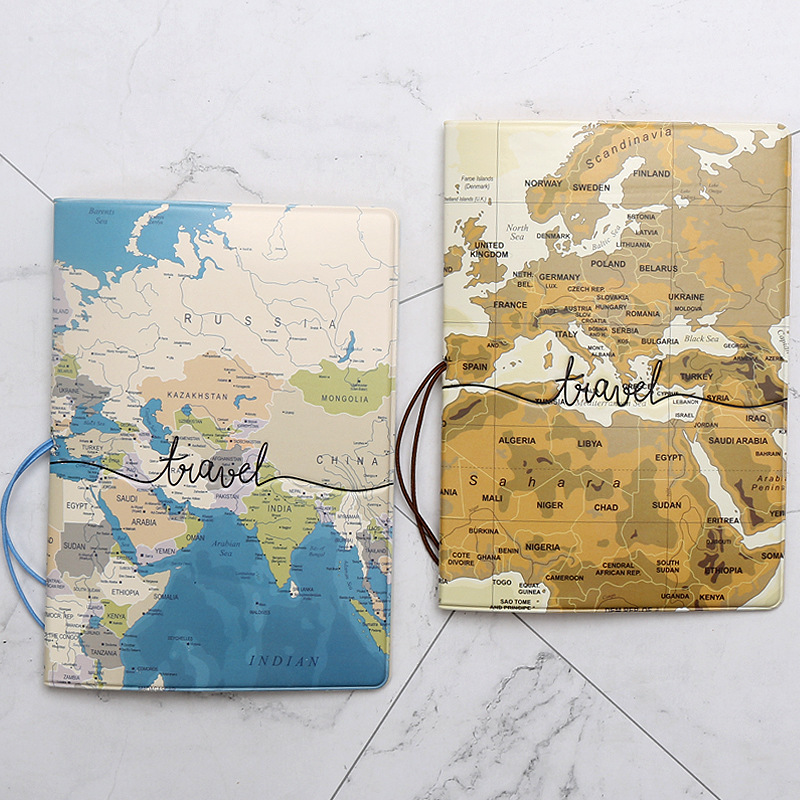 Travel Document Cover Map Stereo Passport Cover Passport Holder Passport Protective Cover Ticket Passport Bag