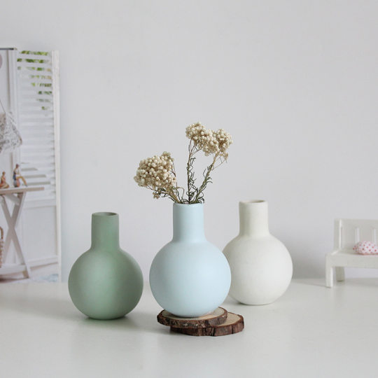 Morandi Nordic small Mouth Vase mini ceramic decoration living room decoration artificial flower accessories modern soft decoration