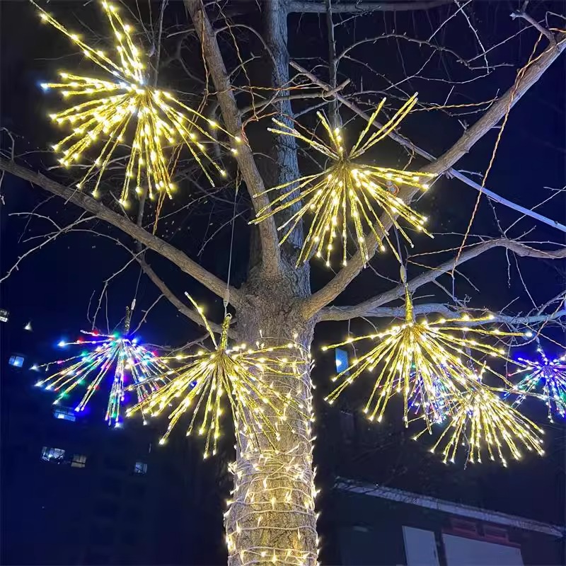 lámpara de fuegos artificiales LED al aire libre impermeable lámpara de modelado festivales llenos de estrellas iluminación de la calle colgando árboles lámparas de color
